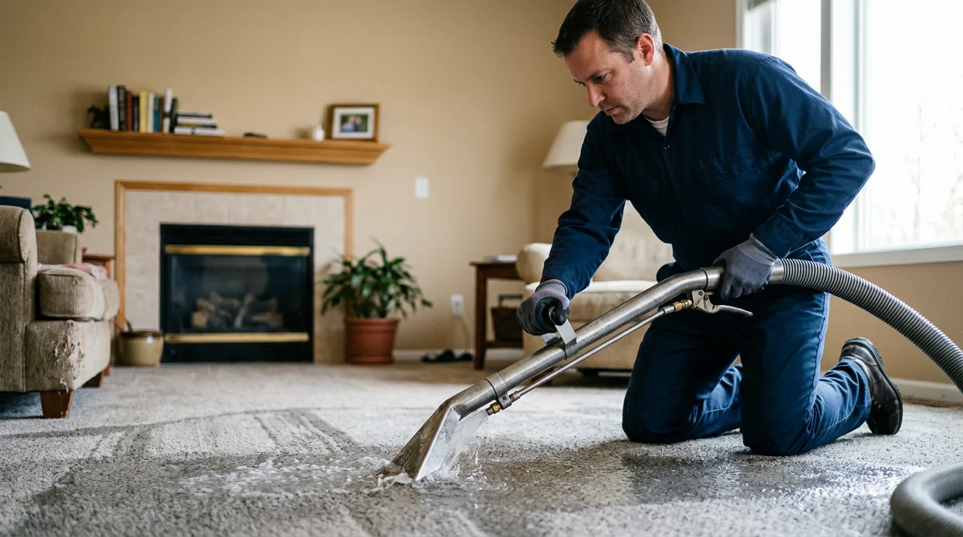 Water damage restoration technician working near Garden City, MI